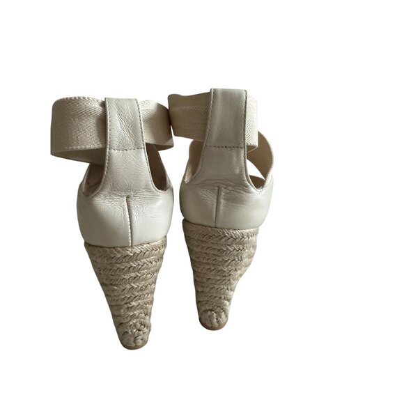 JEAN MICHEL CAZABAT Cream Leather Espadrille Wedges Sandals Size 37 - Picture 6 of 9